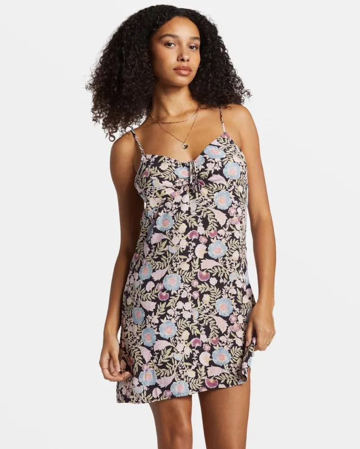 Womens Sun Chaser Mini Slip Dress Black Sands Billabong Dresses