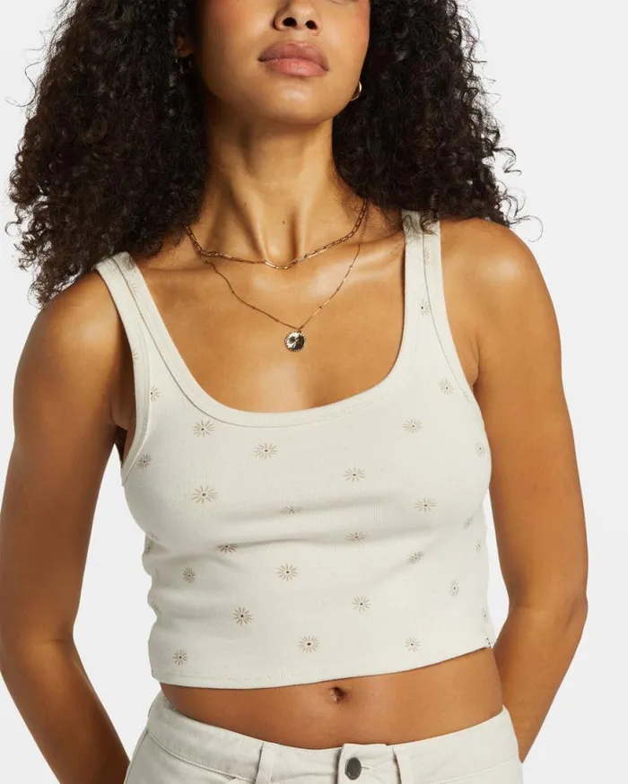 Womens Sun Goddess Printed Tank Top Cobblestone Billabong Tops Womens Sun Goddess Printed Tank Top Cobblestone Billabong Tops