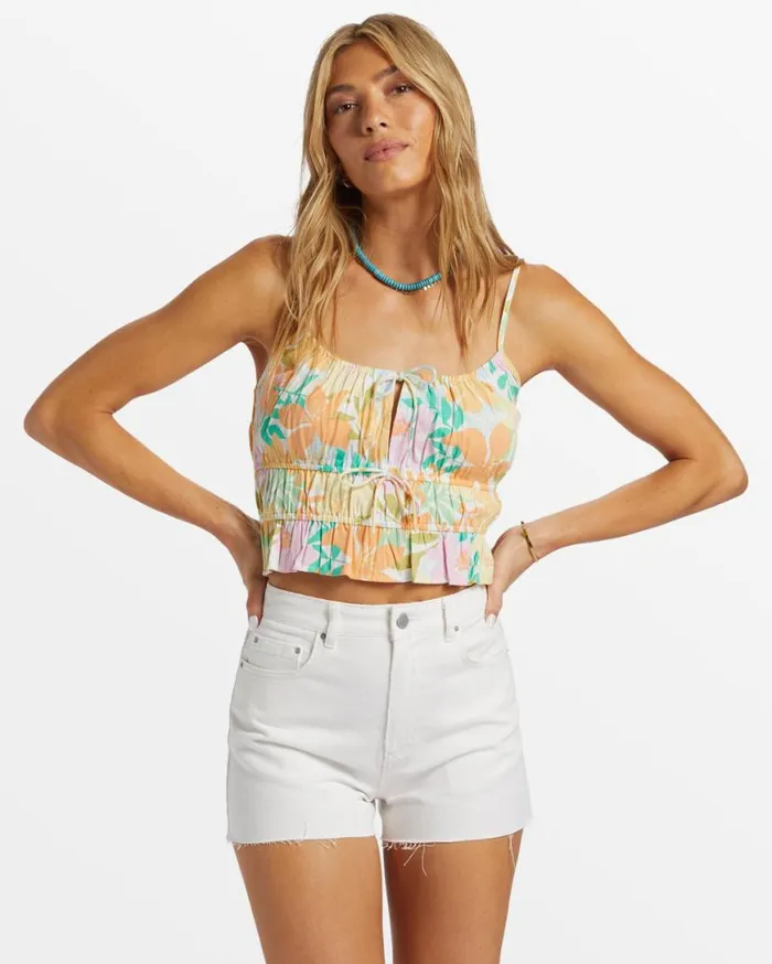 Womens Sunkissed Cropped Cami Top Multi Billabong Tops