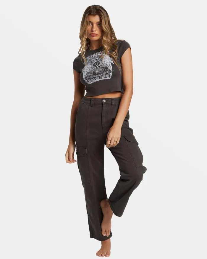 Womens Sunrise To Sunset TShirt Off Black Billabong Tops Womens Sunrise To Sunset TShirt Off Black Billabong Tops