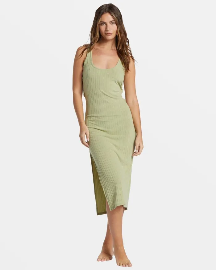 Womens Take A Look Rib Knit Dress Avocado Billabong Dresses
