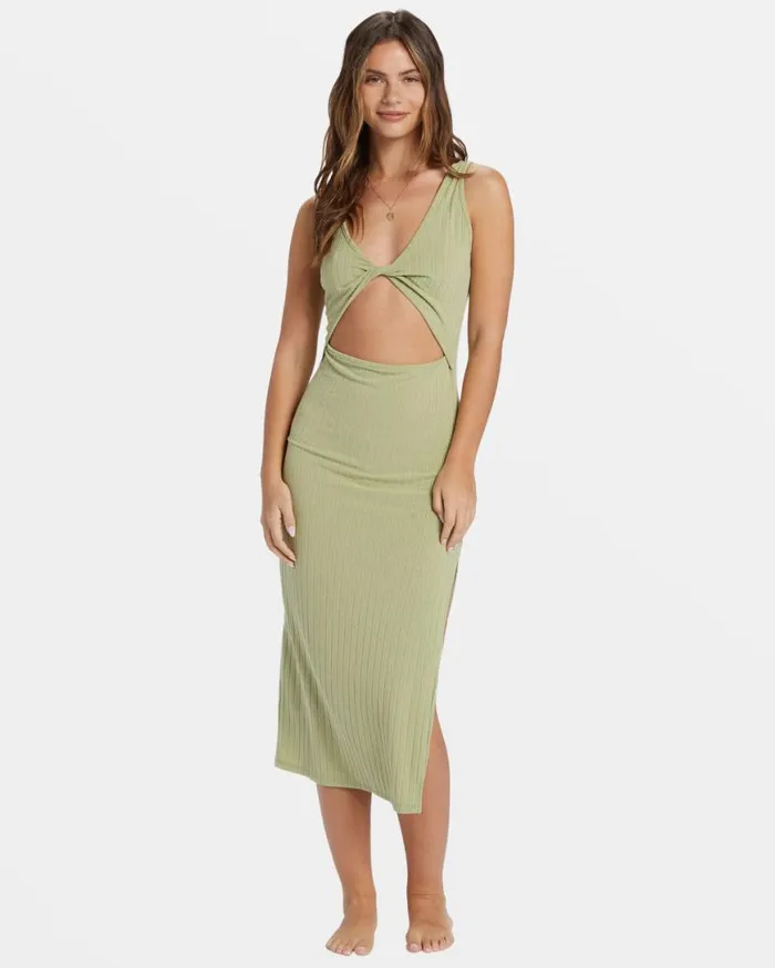 Womens Take A Look Rib Knit Dress Avocado Billabong Dresses