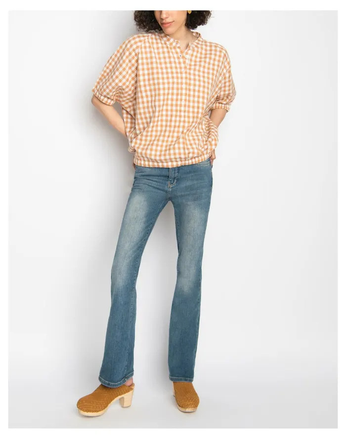 WVN Luca Top Butterum Gingham Yellow Multi Women Madewell Tops and Shirts
