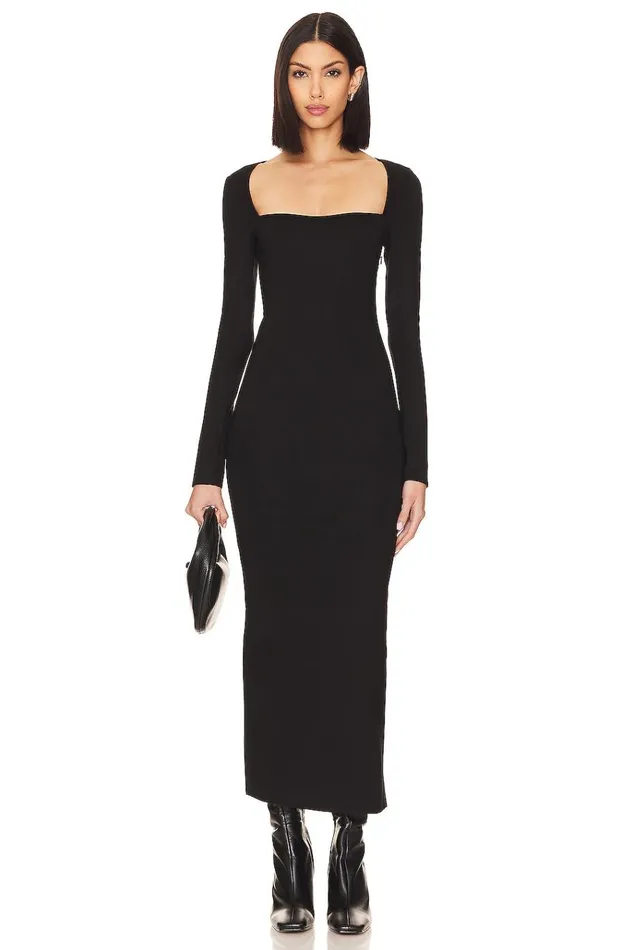 X Anja Dujakovi Velyne Midi Dress Black Women Lovers Friends Dresses