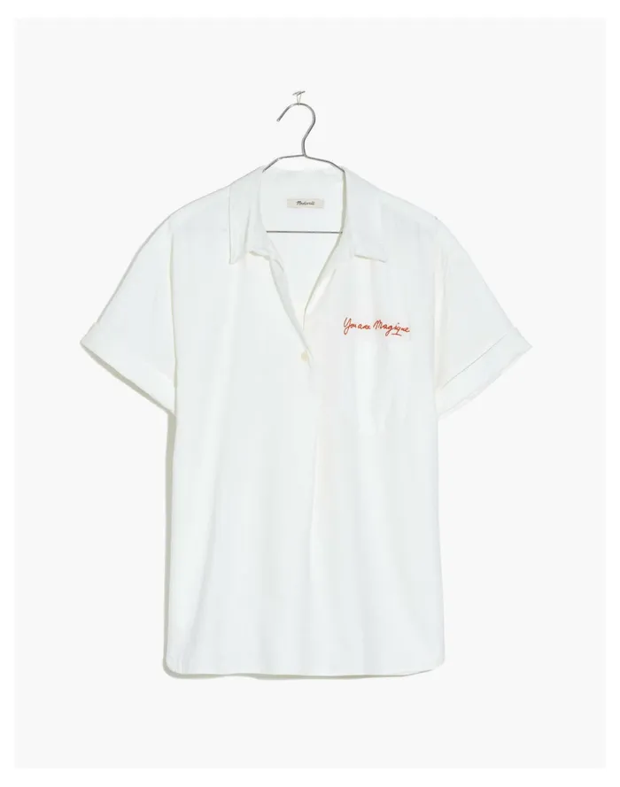 X Htel Magique Embroidered Popover Shirt Eyelet White Women Madewell Tops and Shirts
