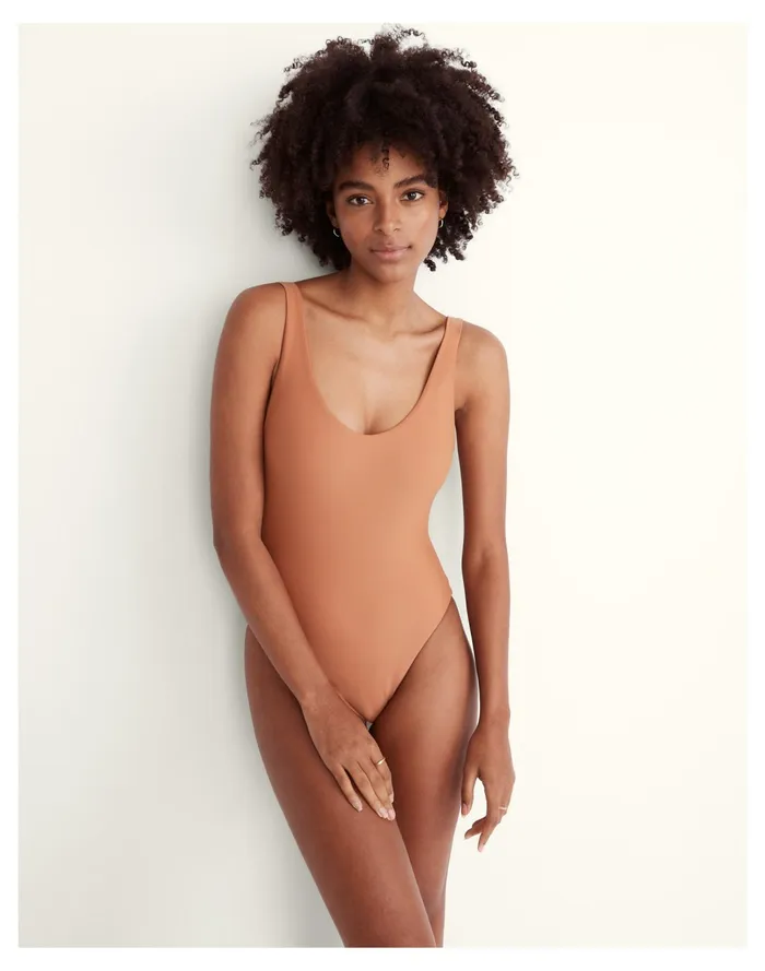 X Jade Swim Contour One Piece Swimsuit Toasted Nut Women Madewell Swim