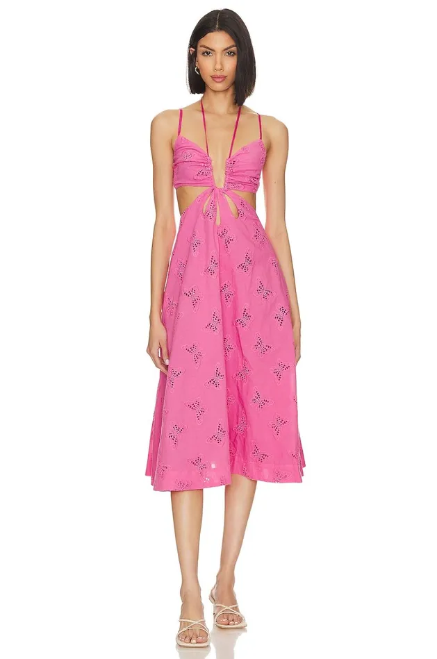 X Jetset Christina Farrah Midi Dress Fuchsia Pink Women Lovers Friends Dresses