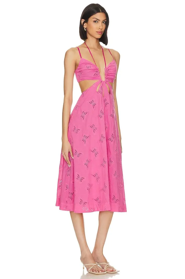 X Jetset Christina Farrah Midi Dress Fuchsia Pink Women Lovers Friends Dresses