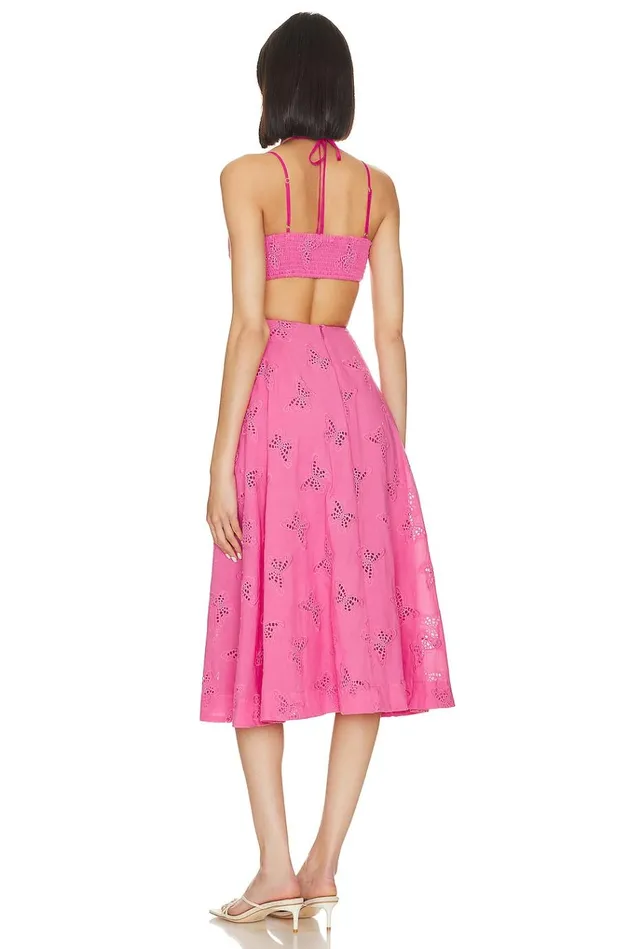 X Jetset Christina Farrah Midi Dress Fuchsia Pink Women Lovers Friends Dresses