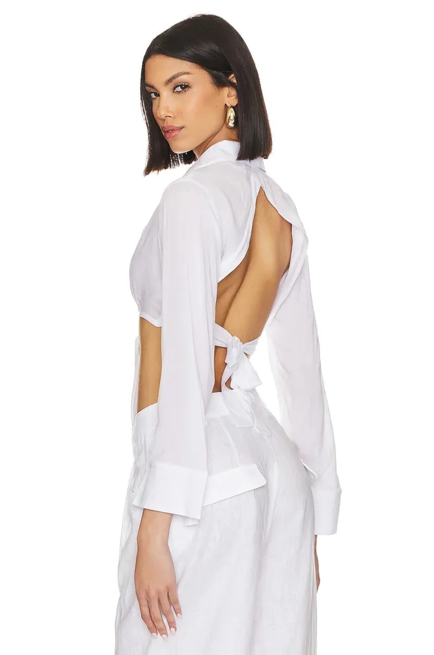 X Jetset Christina Noemi Cropped Beach Shirt White Women Lovers Friends Tops