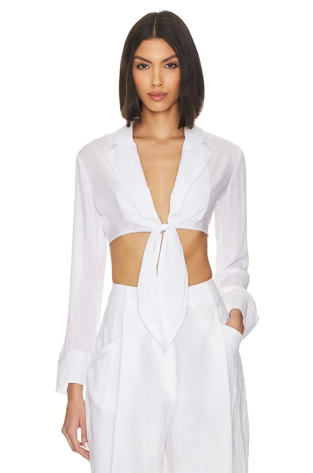 X Jetset Christina Noemi Cropped Beach Shirt White Women Lovers Friends Tops X Jetset Christina Noemi Cropped Beach Shirt White Women Lovers Friends Tops