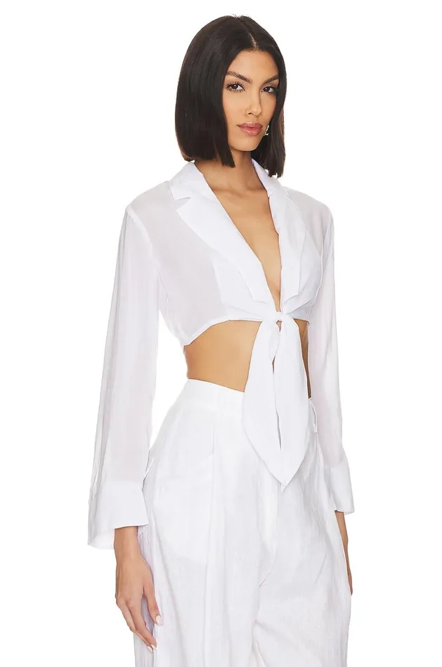 X Jetset Christina Noemi Cropped Beach Shirt White Women Lovers Friends Tops X Jetset Christina Noemi Cropped Beach Shirt White Women Lovers Friends Tops