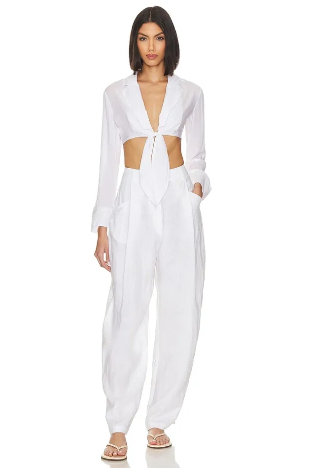 X Jetset Christina Noemi Cropped Beach Shirt White Women Lovers Friends Tops X Jetset Christina Noemi Cropped Beach Shirt White Women Lovers Friends Tops
