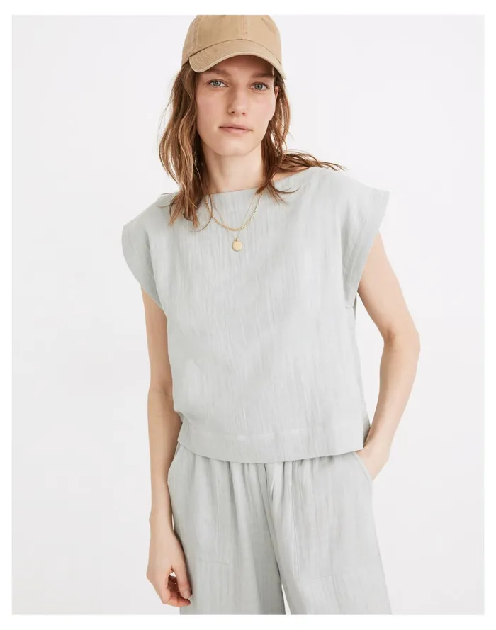 X LAUDE The Label Everyday Top Sea Mist Women Madewell Tops and Shirts