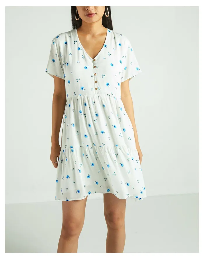 X Reistor Tencel Short Tiered Dress Ivory White Women Madewell Dresses