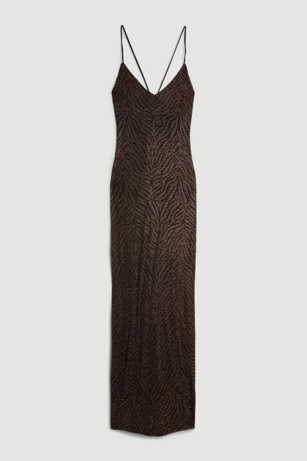 Zebra Embellished Strappy Maxi Dress Zebra Women Karen Millen Dresses
