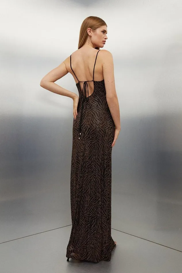 Zebra Embellished Strappy Maxi Dress Zebra Women Karen Millen Dresses